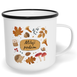 Hrnek plecháček s potiskem na míru - Miluji podzim