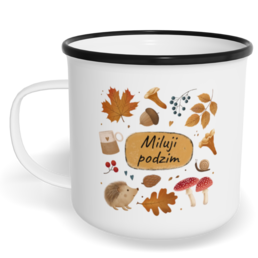 Hrnek plecháček s potiskem na míru - Miluji podzim