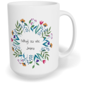 Hrnek klasický velký s vlastním potiskem - Květiny v kruhu