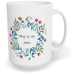 Hrnek klasický velký s vlastním potiskem - Květiny v kruhu