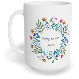 Hrnek klasický velký s vlastním potiskem - Květiny v kruhu
