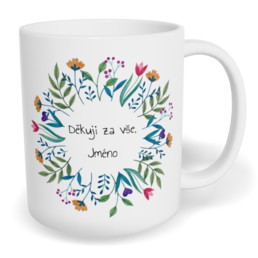 Hrnek klasický malý s vlastním potiskem - Květiny v kruhu