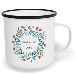 Hrnek plecháček s potiskem na míru - Květiny v kruhu