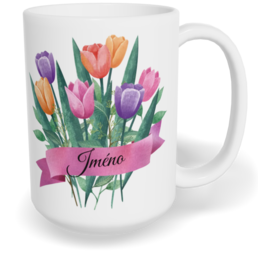 Hrnek klasický velký s vlastním potiskem - Tulipány