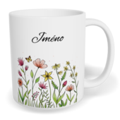 Hrnek klasický malý s vlastním potiskem - Květinový s motýlkem