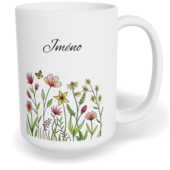 Hrnek klasický velký s vlastním potiskem - Květinový s motýlkem