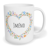 Hrnek klasický malý s vlastním potiskem - Květinové srdce