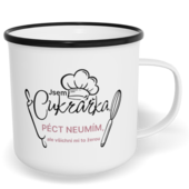 Hrnek plecháček s potiskem na míru - Jsem cukrářka, péct neumím, ale všichni mi to žerou