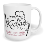 Hrnek klasický malý s vlastním potiskem - Jsem kuchařka, vařit neumím, ale všichni mi to žerou