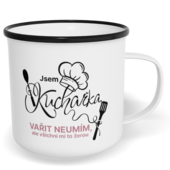 Hrnek plecháček s potiskem na míru - Jsem kuchařka, vařit neumím, ale všichni mi to žerou