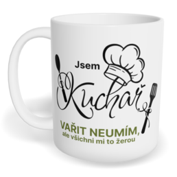 Hrnek klasický malý s vlastním potiskem - Jsem kuchař, vařit neumím, ale všichni mi to žerou