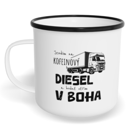 Hrnek plecháček s potiskem na míru - Jezdím na diesel