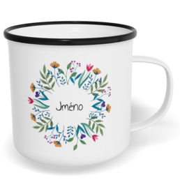 Hrnek plecháček s potiskem na míru - Květiny v kruhu
