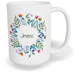 Hrnek klasický velký s vlastním potiskem - Květiny v kruhu