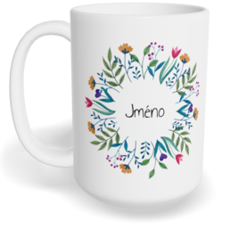 Hrnek klasický velký s vlastním potiskem - Květiny v kruhu