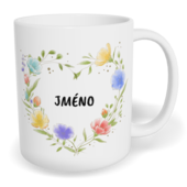 Hrnek klasický malý s vlastním potiskem - Květiny v srdci