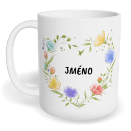 Hrnek klasický malý s vlastním potiskem - Květiny v srdci