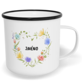 Hrnek plecháček s potiskem na míru - Květiny v srdci