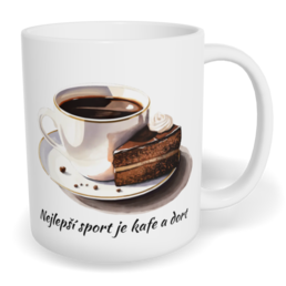 Hrnek klasický malý s vlastním potiskem - Nejlepší sport je kafe a dort