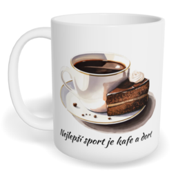 Hrnek klasický malý s vlastním potiskem - Nejlepší sport je kafe a dort