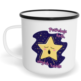 Hrnek plecháček s potiskem na míru - Potřebuju kafe