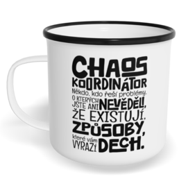 Hrnek plecháček s potiskem na míru - Chaos koordinátor