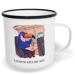 Hrnek plecháček s potiskem na míru - Žij jako volný pták