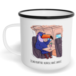 Hrnek plecháček s potiskem na míru - Žij jako volný pták